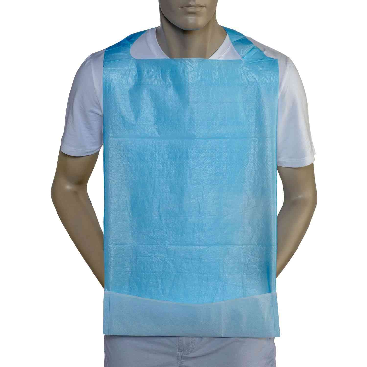 Einmal-Esslätzchen, Einweg-Lätzchen mit Auffang-Krümeltasche 64x36 cm - blau